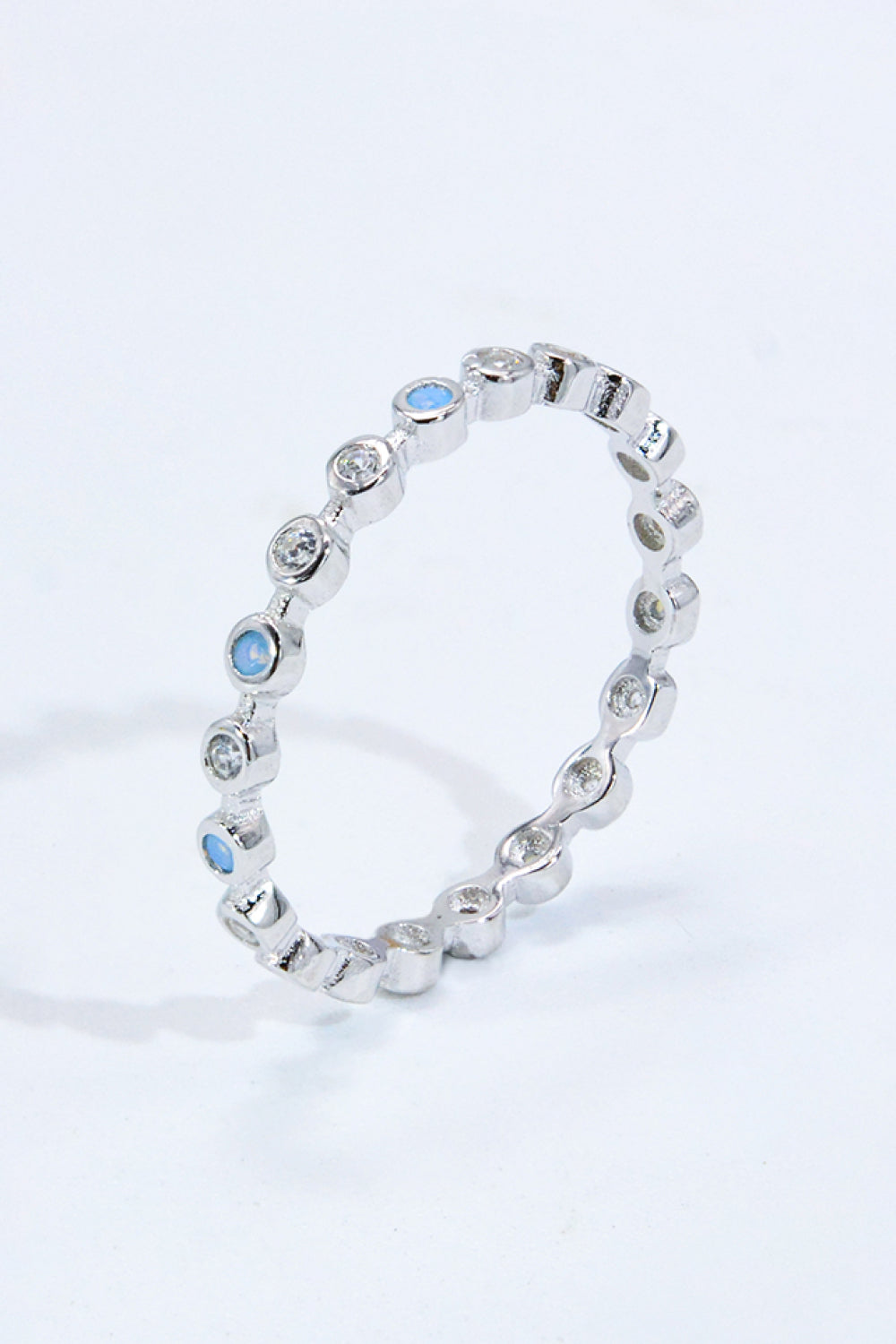 Zircon and Natural Moonstone 925 Sterling Silver Ring