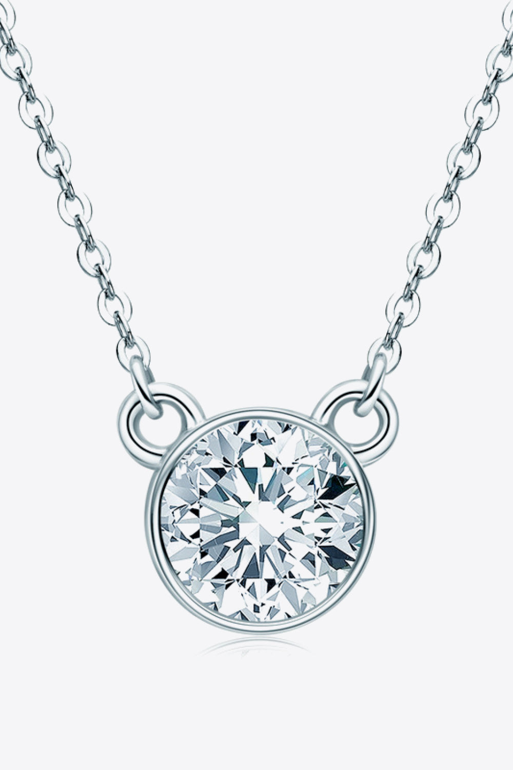 Round  925 Sterling Silver 1 Carat Moissanite Pendant Necklace