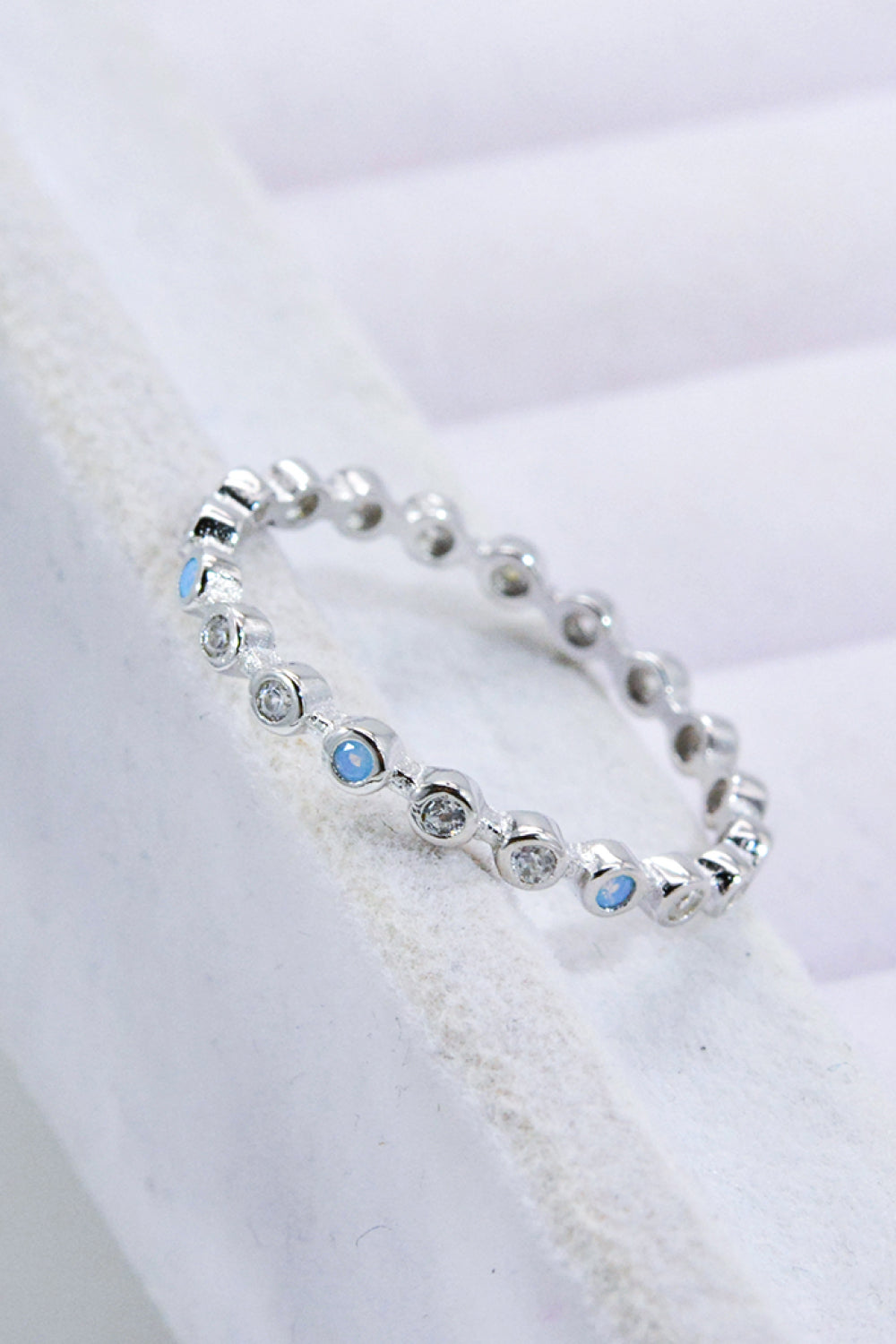 Zircon and Natural Moonstone 925 Sterling Silver Ring