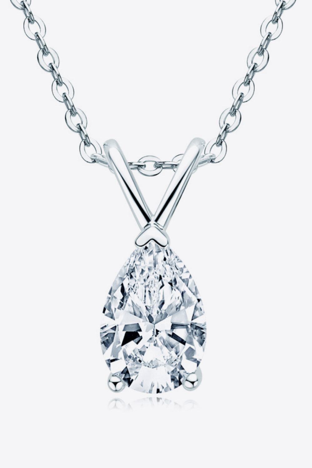 Teardrop 1.5 Carat Moissanite Pendant 925 Sterling Silver Necklace