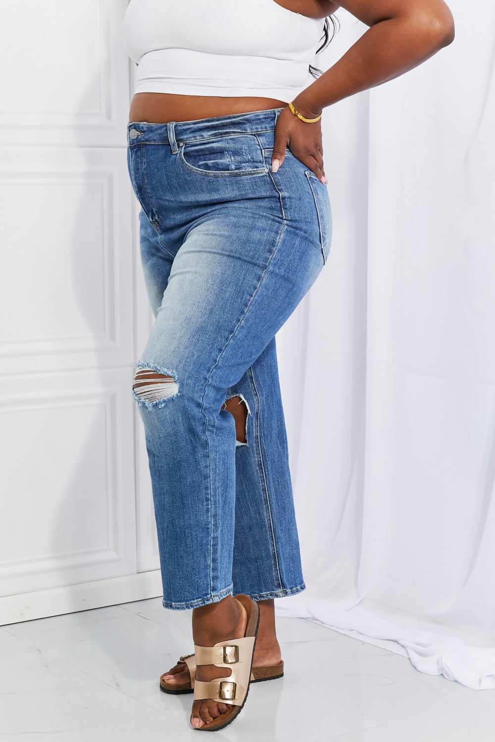 RISEN Full Size Emily High Rise Relaxed Jeans Trendsi