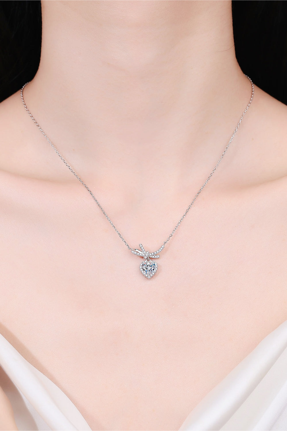 Cute 1 Carat Moissanite Heart Pendant Necklace