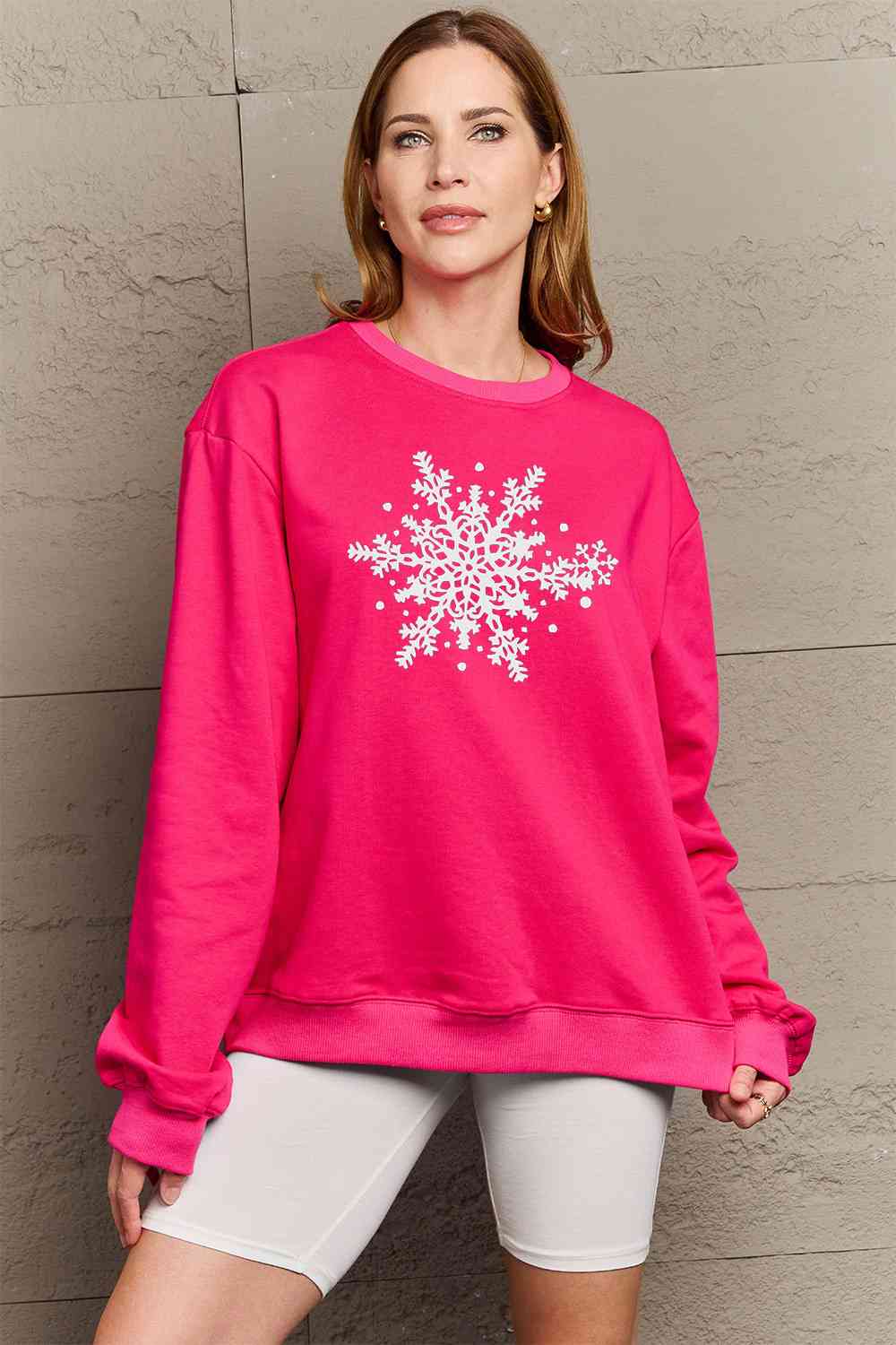 Simply Love Full Size Snowflake Graphic Sweatshirt