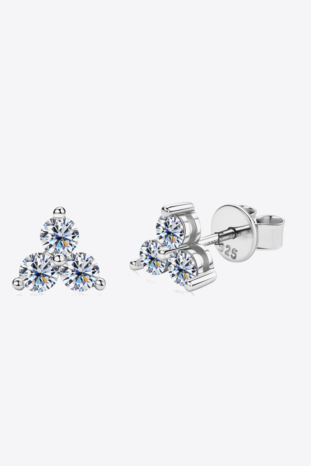 3-Point Moissanite 925 Sterling Silver Stud Earrings