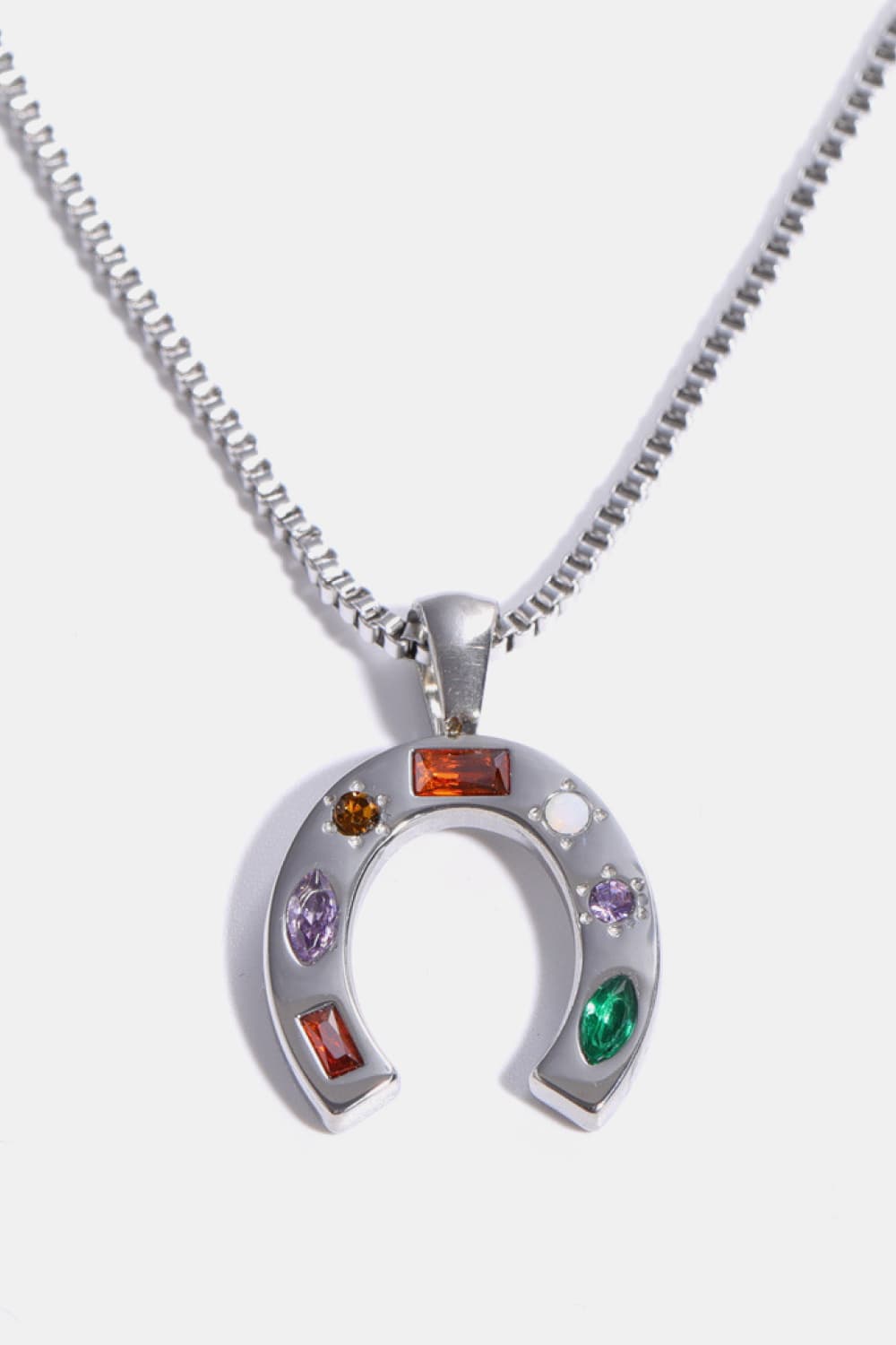 Inlaid Zircon Pendant Stainless Steel Necklace