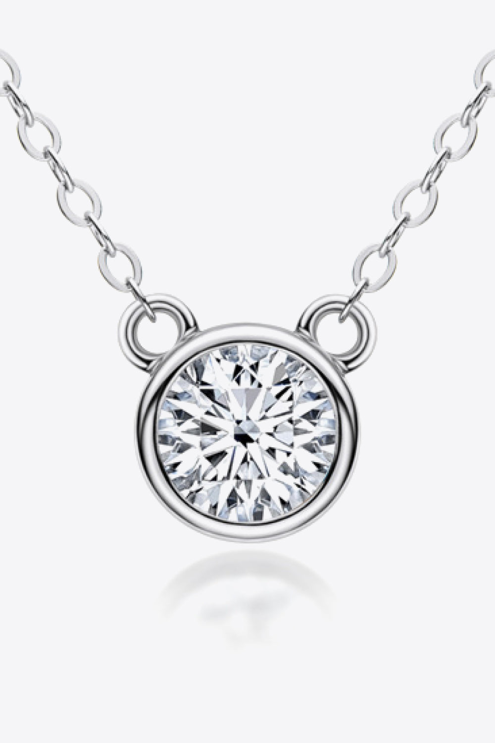 Round  925 Sterling Silver 1 Carat Moissanite Pendant Necklace