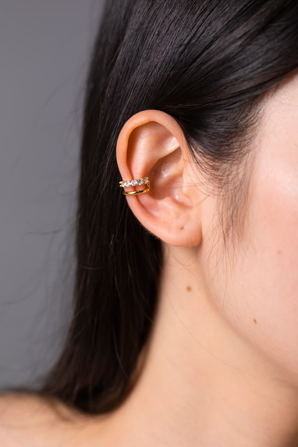 Zircon Double-Layered Single Cuff Earring