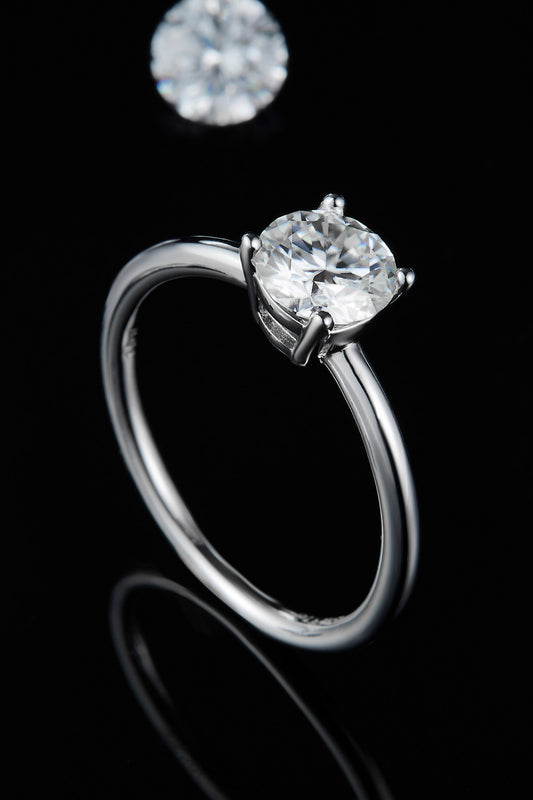 Solitaire 1 Carat Moissanite 925 Sterling Silver Ring