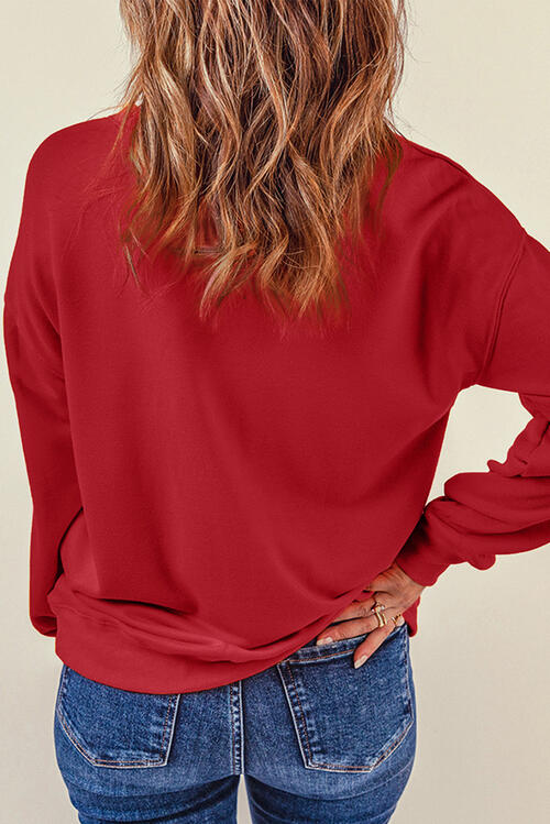 Santa Graphic Round Neck Long Sleeve Sweatshirt