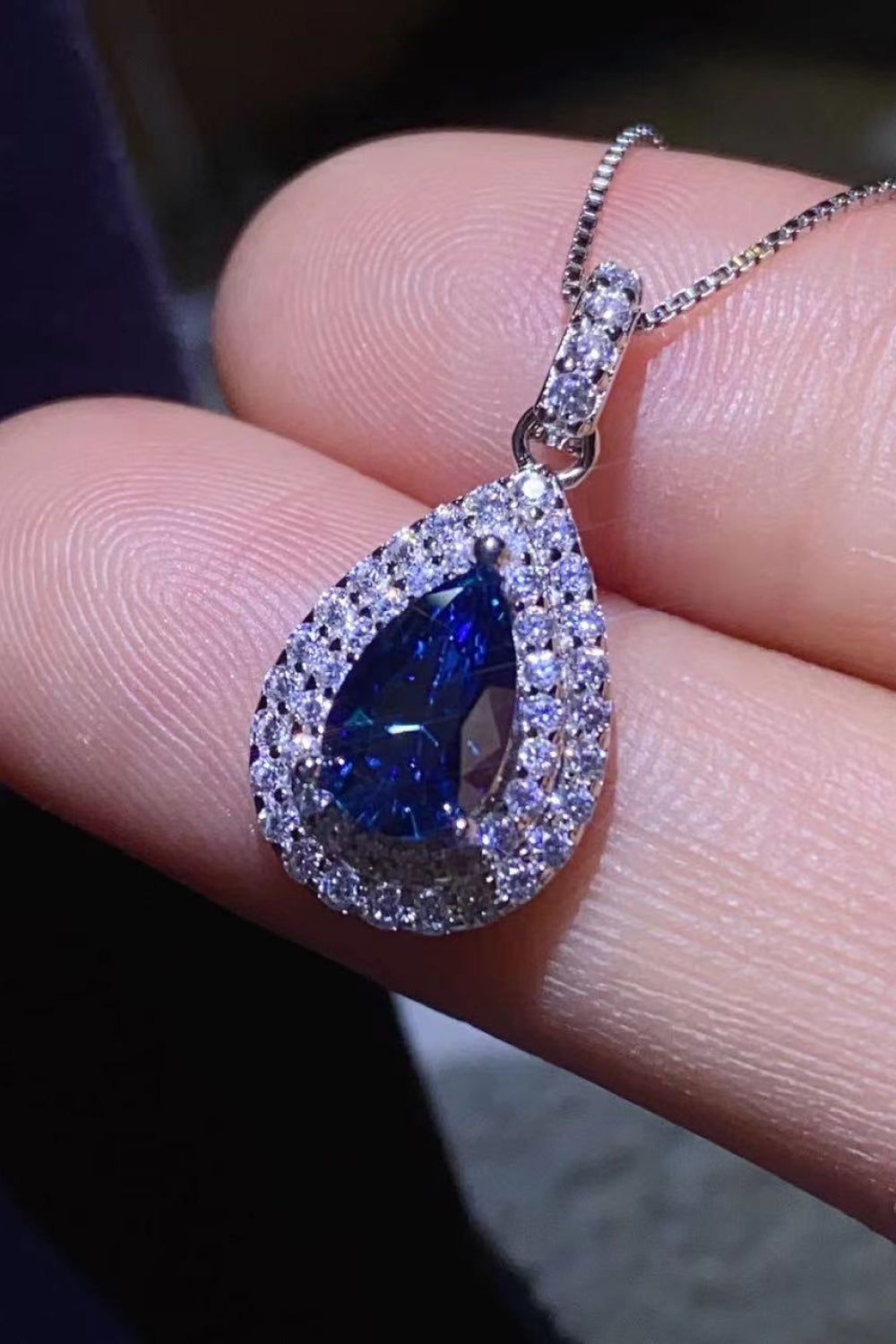 2 Carat Moissanite Teardrop Pendant Necklace