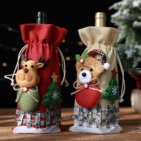 Assorted 2-Piece Christmas Doll Wine Bottle Covers