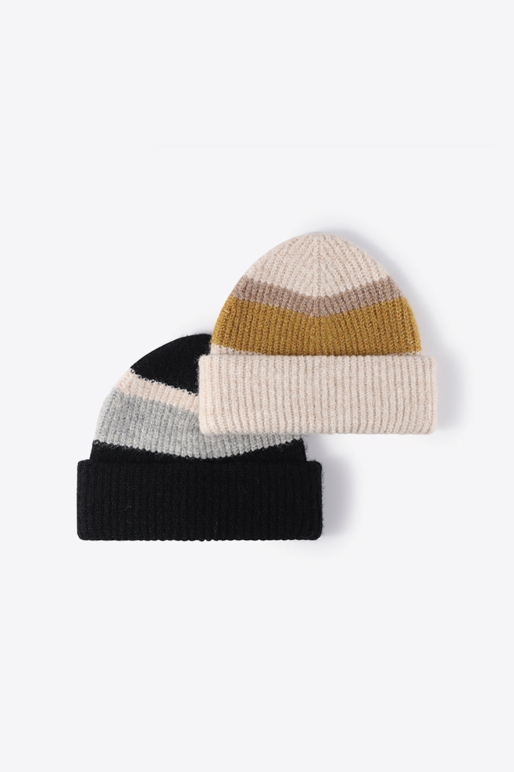 Tricolor Cuffed Knit Beanie Trendsi