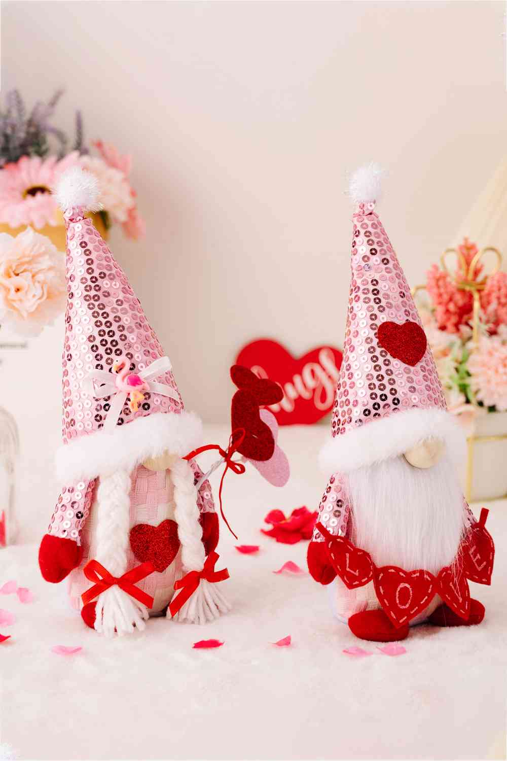 Sequined Heart Pointed Hat Faceless Gnome