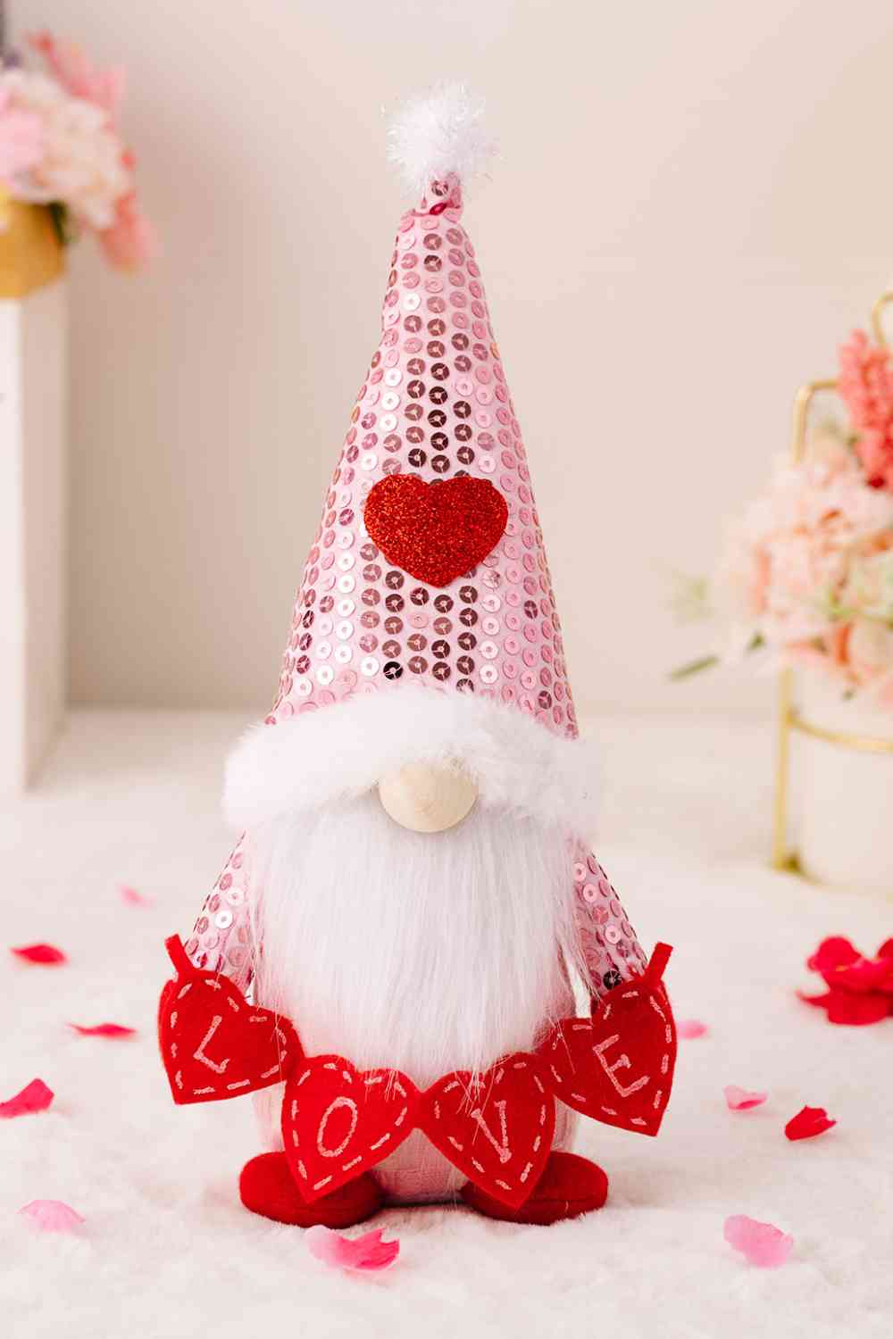 Sequined Heart Pointed Hat Faceless Gnome