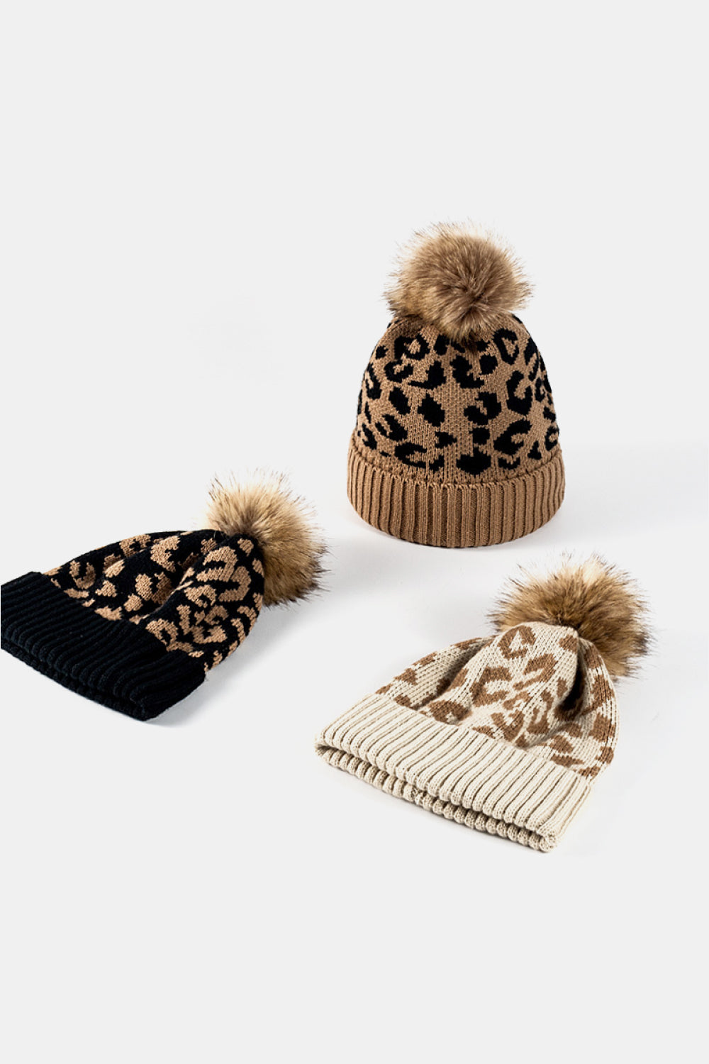 Leopard Pom-Pom Cuffed Beanie Trendsi