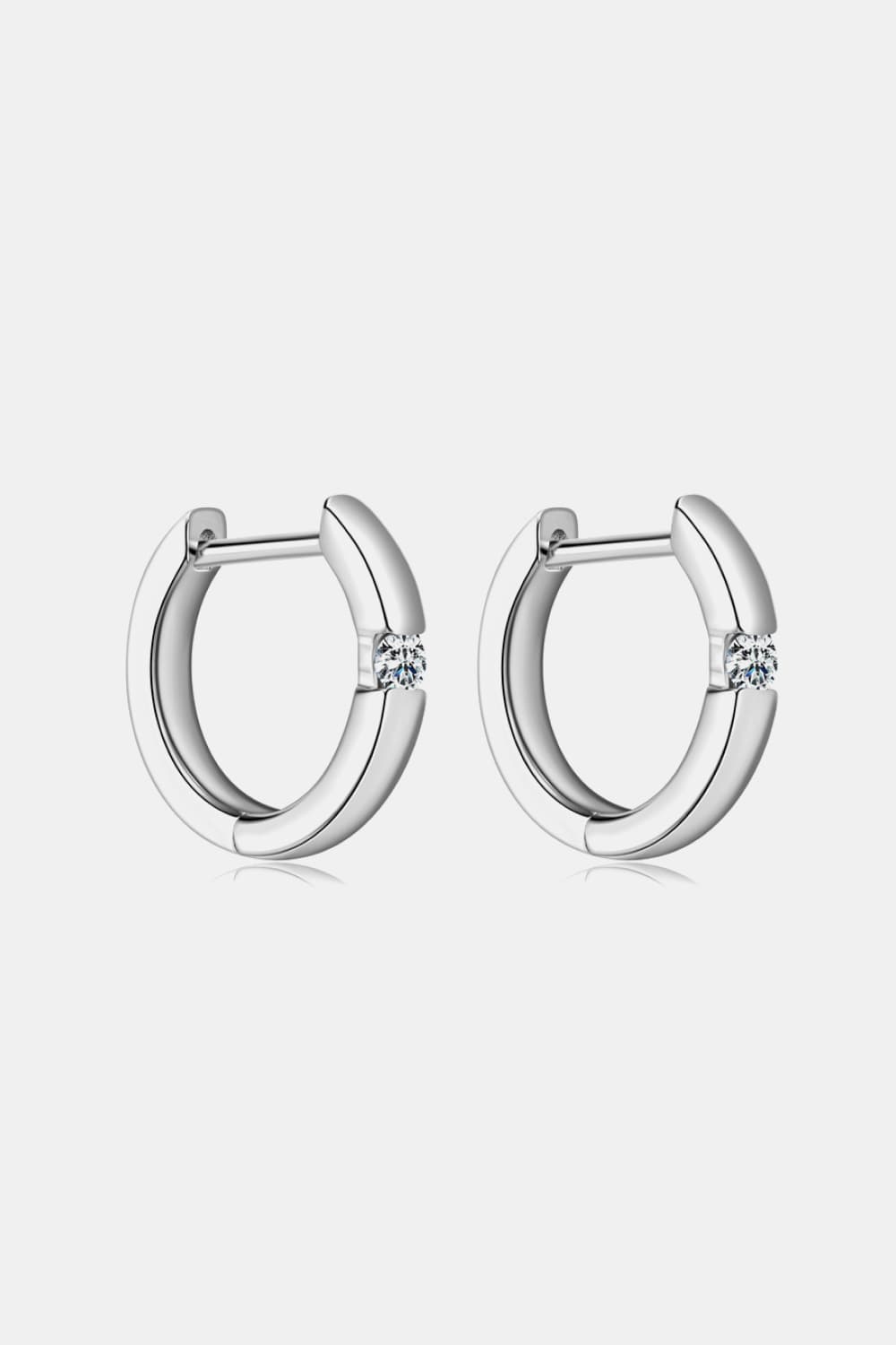 Platinum-plated Moissanite 925 Sterling Silver Huggie Earrings