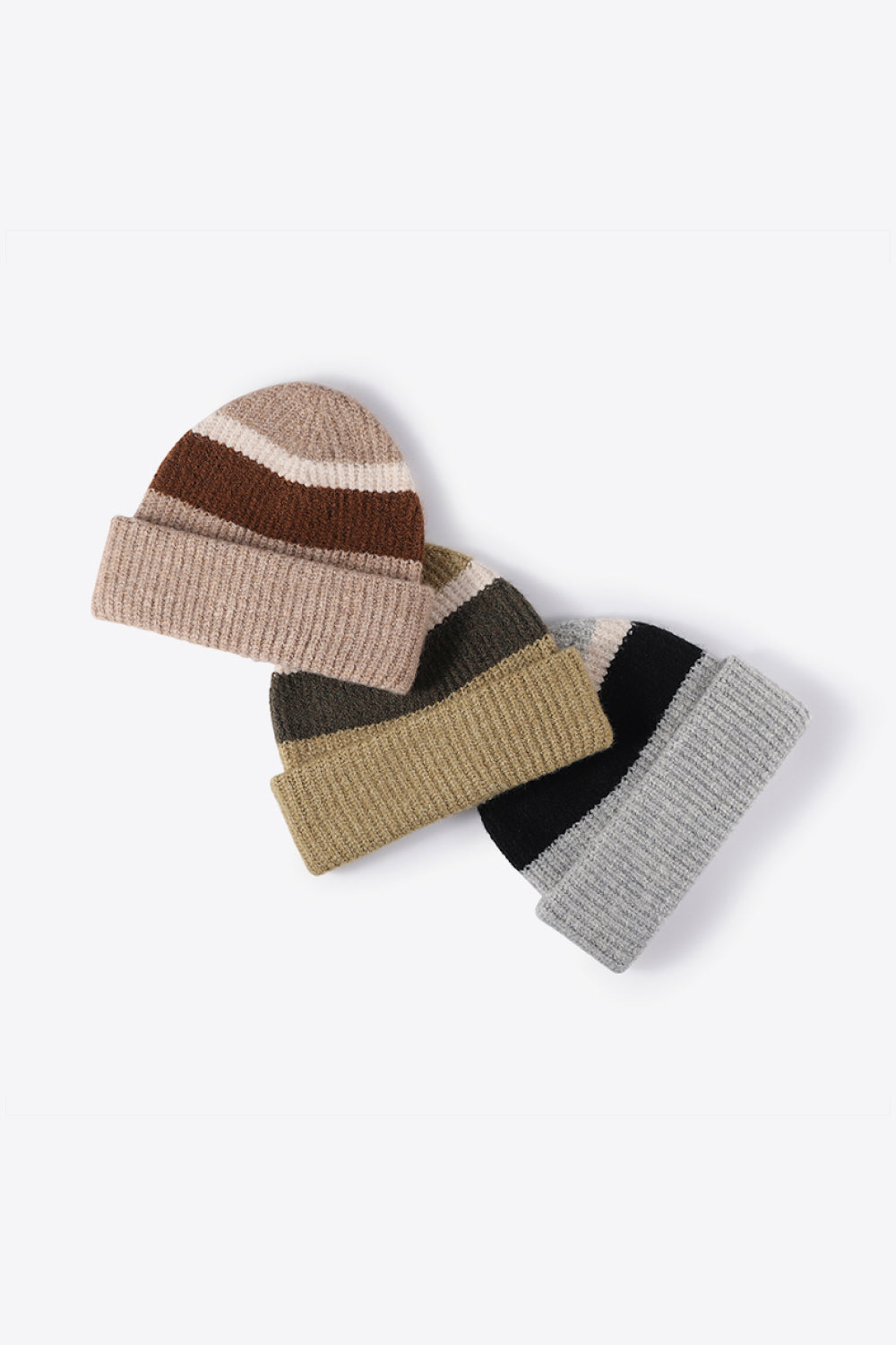 Tricolor Cuffed Knit Beanie Trendsi