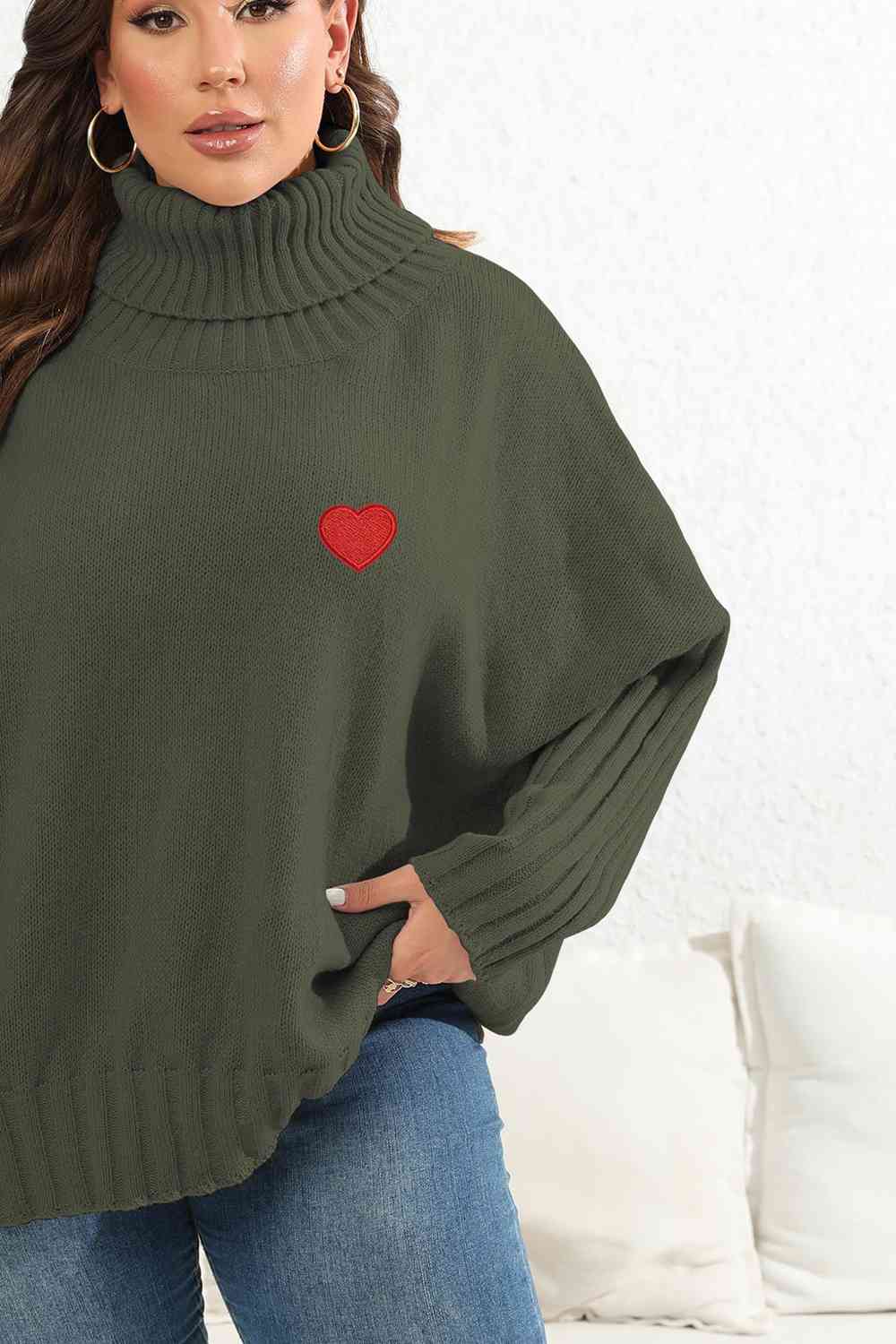 Plus Size Turtle Neck Long Sleeve Sweater