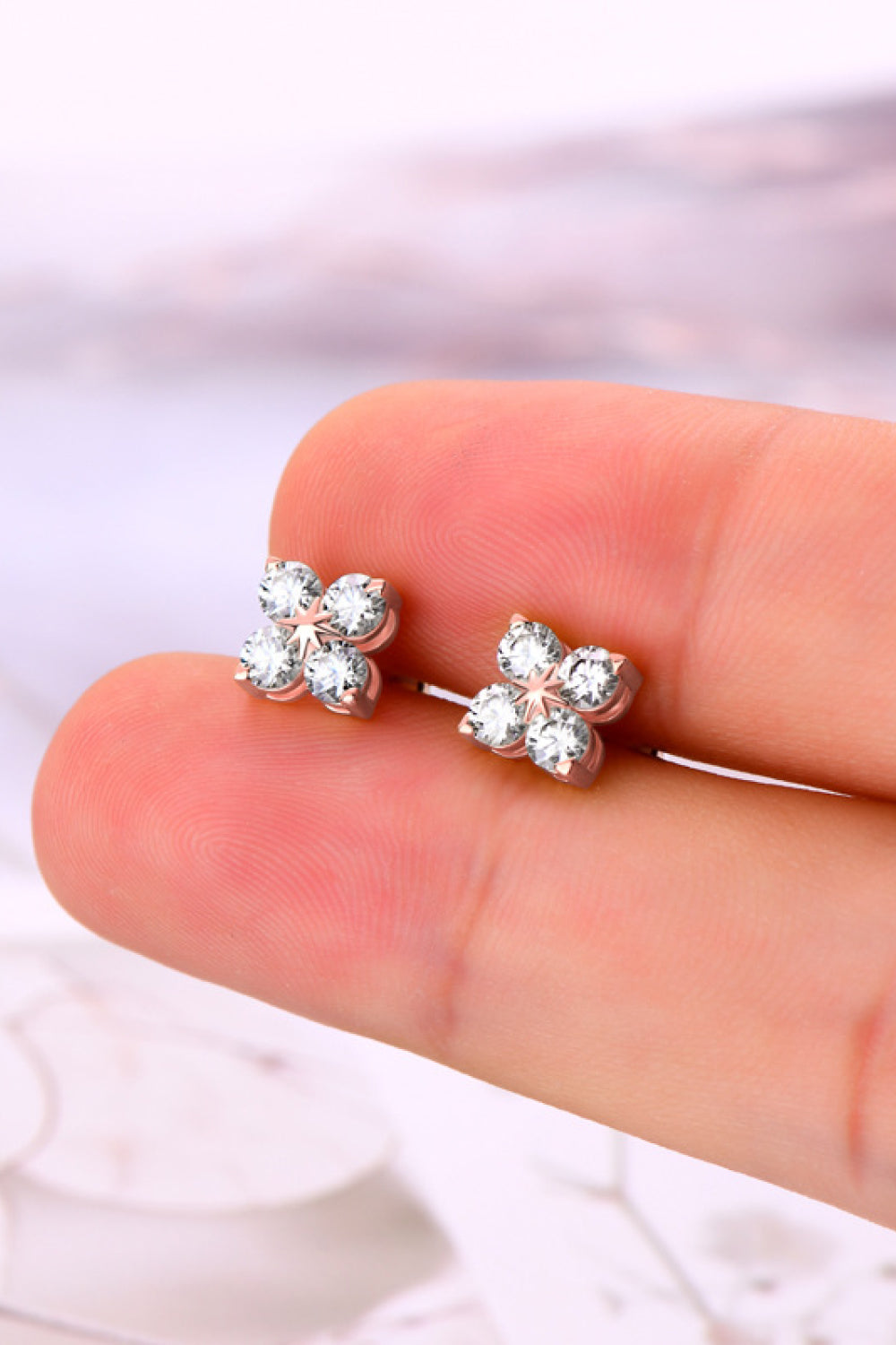 Minimalist Moissanite 925 Sterling Silver Four-Leaf Clover Shape Earrings