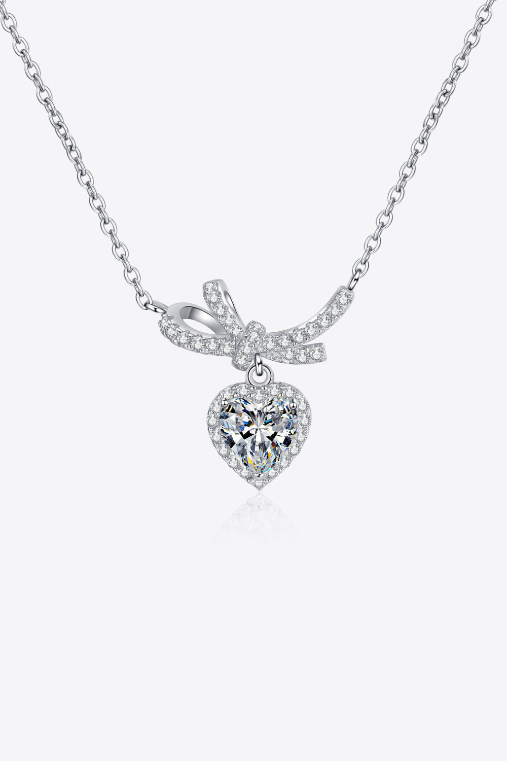 Cute 1 Carat Moissanite Heart Pendant Necklace