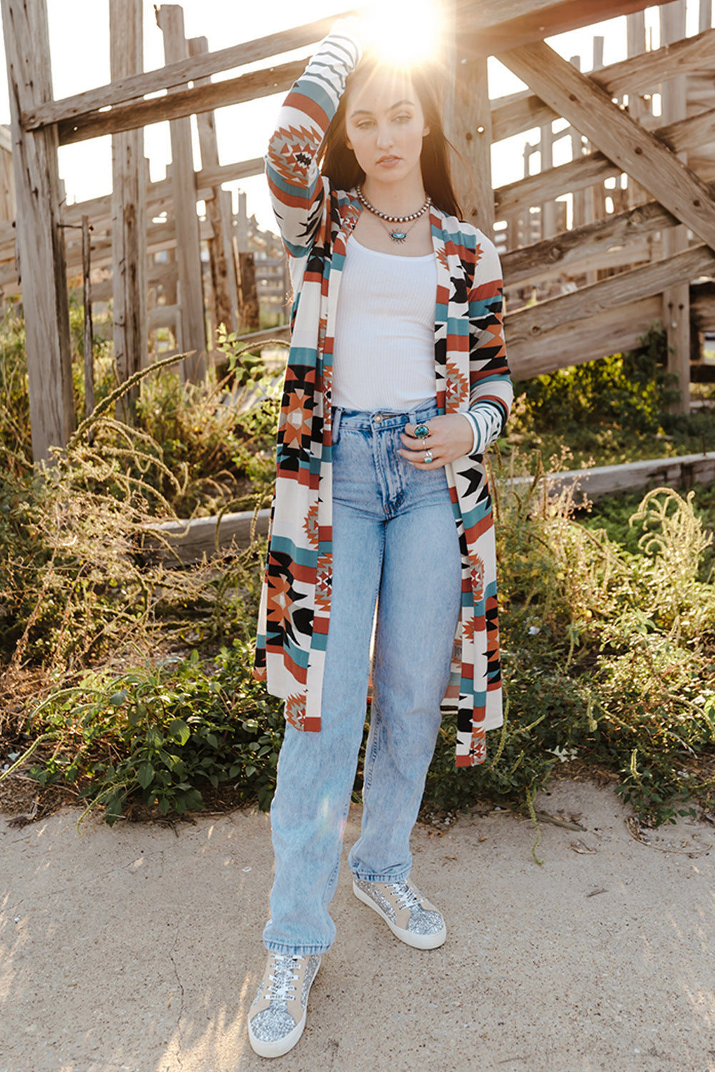 Printed Long Sleeve Cardigan