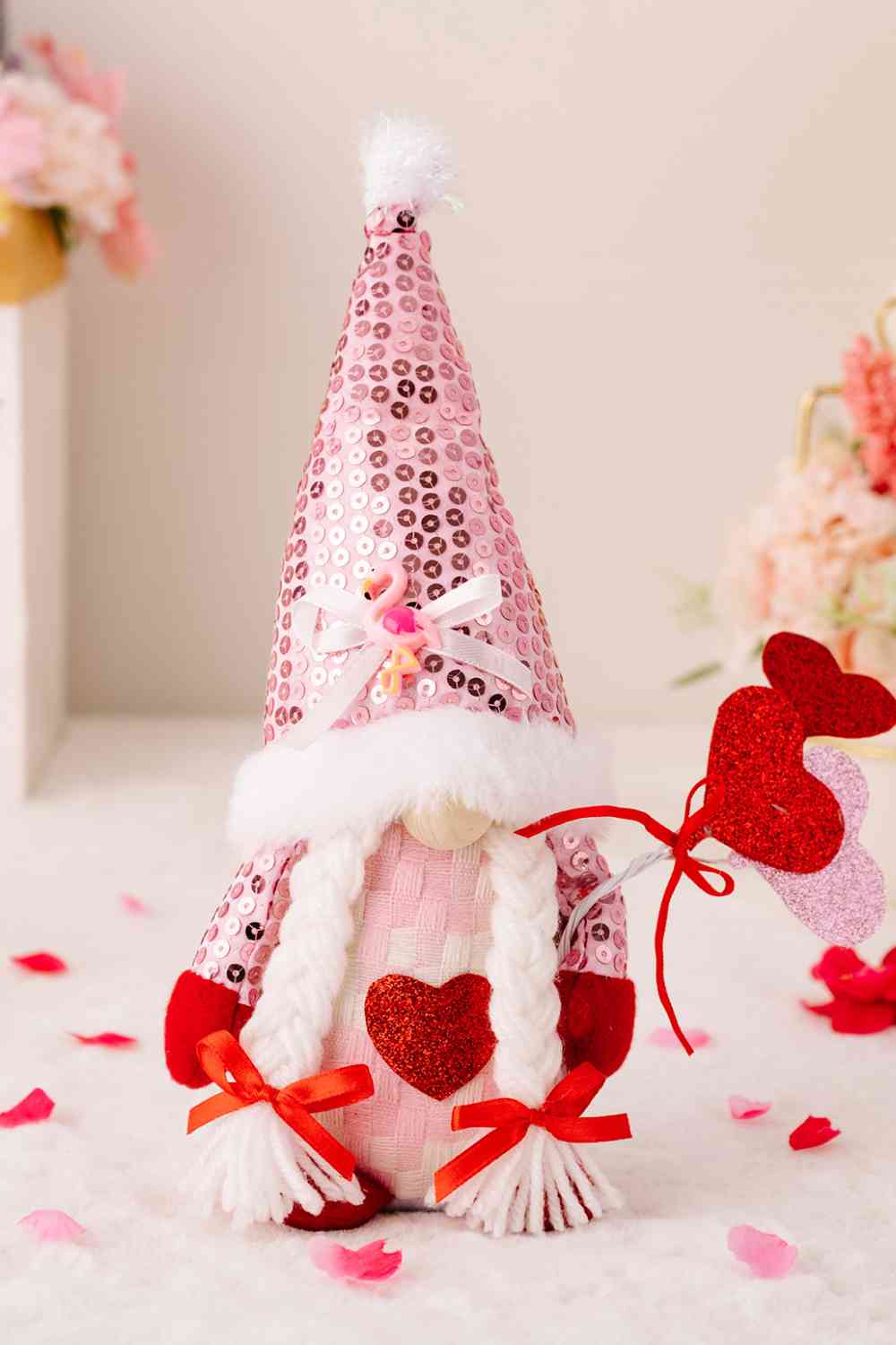 Sequined Heart Pointed Hat Faceless Gnome