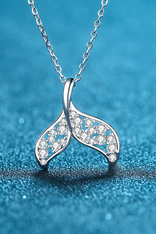 Moissanite Fishtail Pendant 925 Sterling Silver Necklace Trendsi