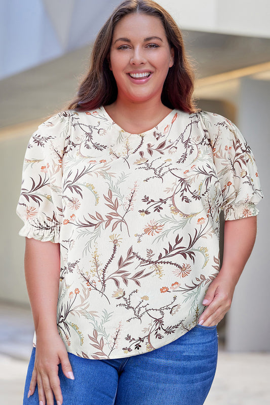 Plus Size Floral Puff Sleeve Top