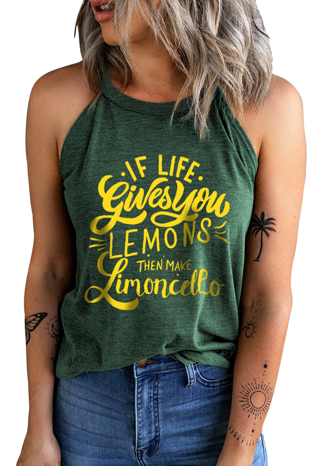 Slogan Graphic Round Neck Tank