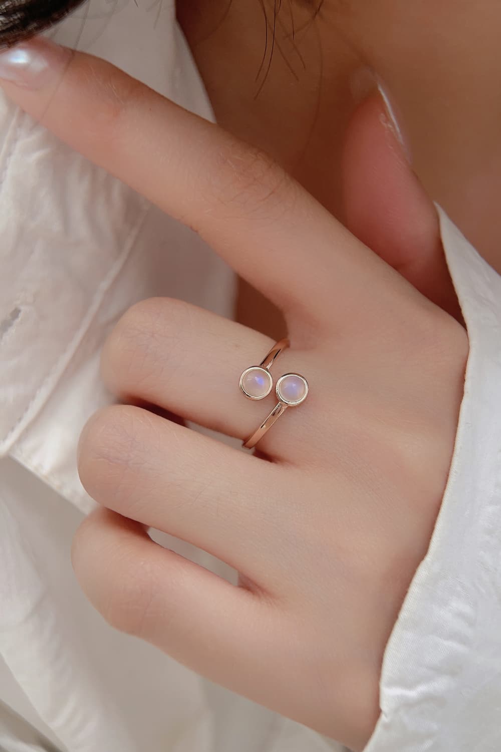 High Quality Natural Moonstone 925 Sterling Silver Toi Et Moi Ring Trendsi