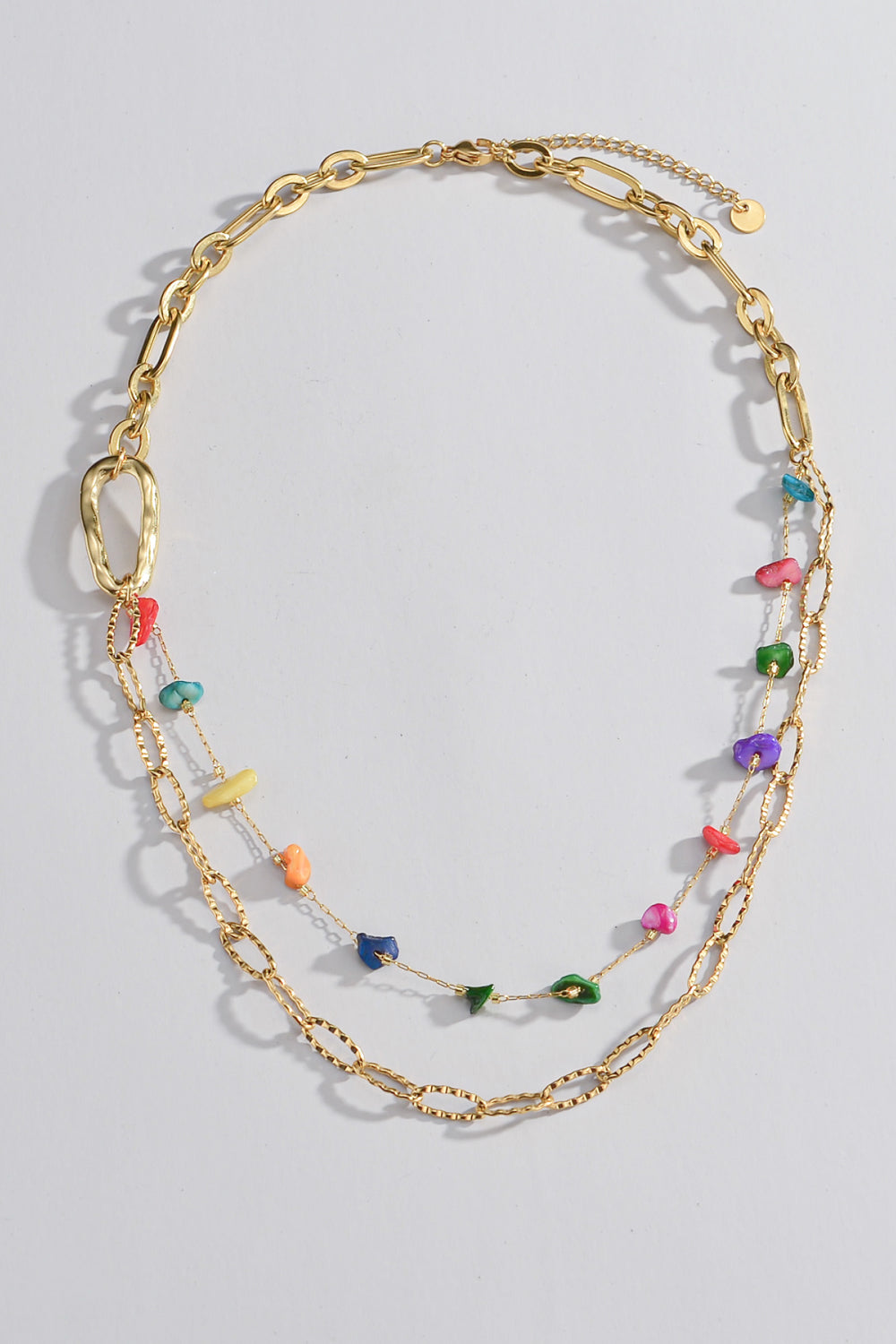 Multicolored Stone Double-Layered Necklace