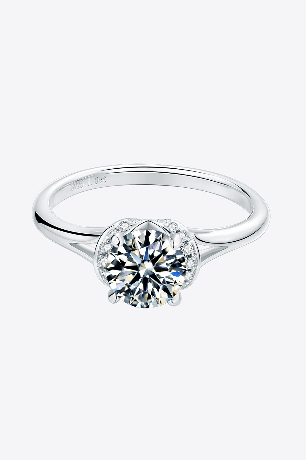 Split Shank 1 Carat Moissanite 925 Sterling Silver Ring