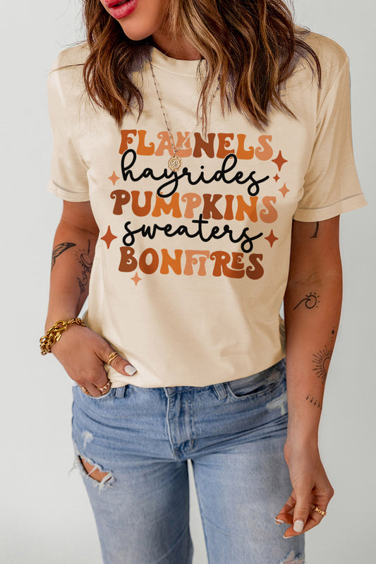 Letter Graphic Round Neck T-Shirt Trendsi