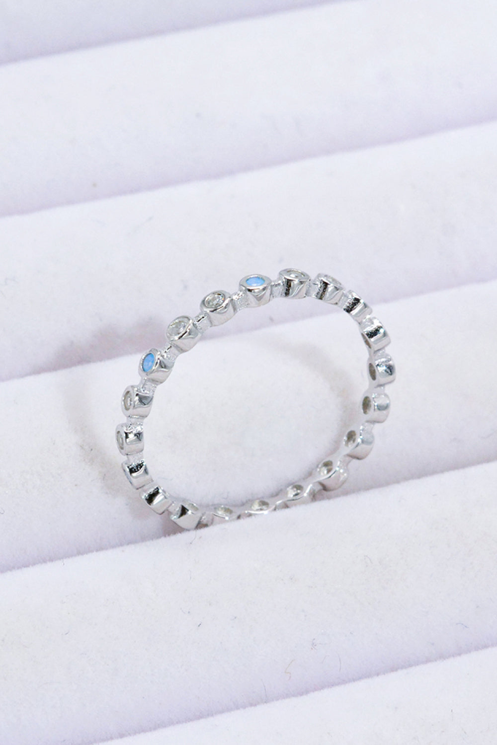 Zircon and Natural Moonstone 925 Sterling Silver Ring