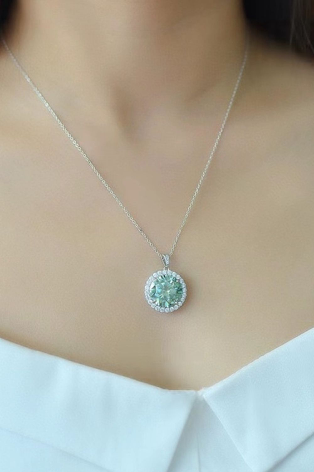 Stunning 10 Carat Moissanite Pendant Platinum-Plated Necklace