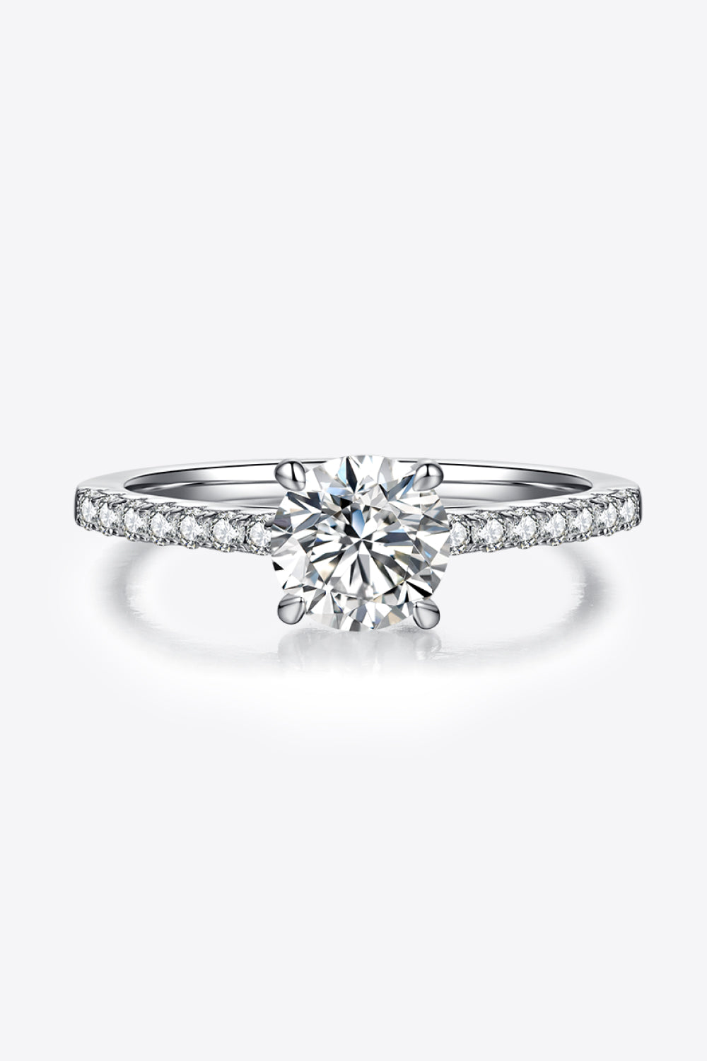 Side Stone 1 Carat Moissanite 925 Sterling Stone Ring