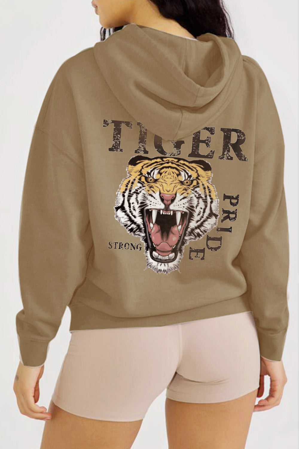 Simply Love Full Size TIGER STRONG PRIDE Graphic Hoodie Trendsi