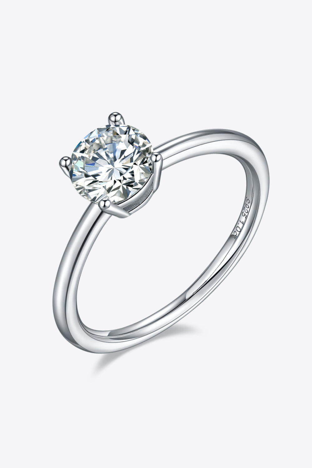 Solitaire 1 Carat Moissanite 925 Sterling Silver Ring