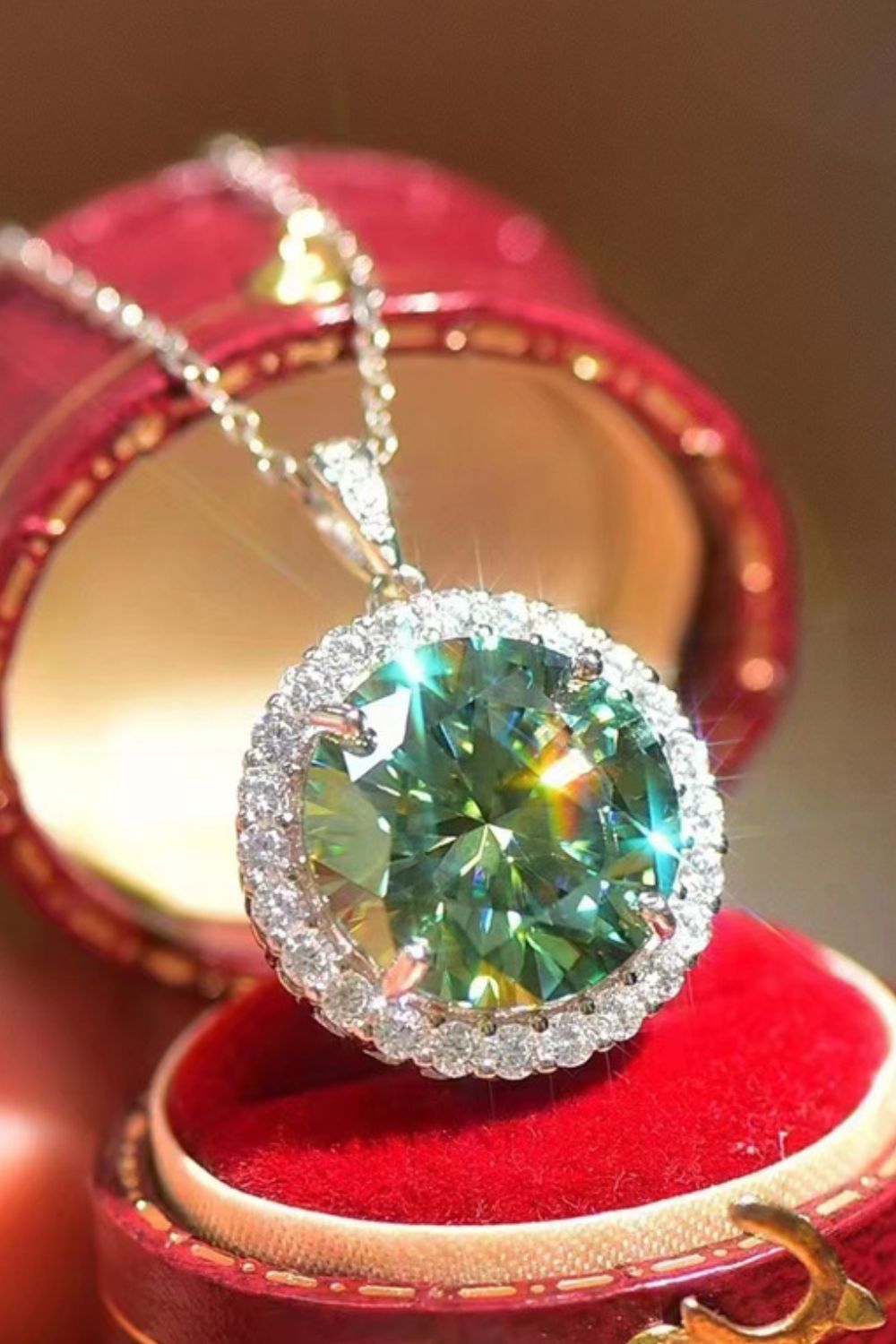 Stunning 10 Carat Moissanite Pendant Platinum-Plated Necklace