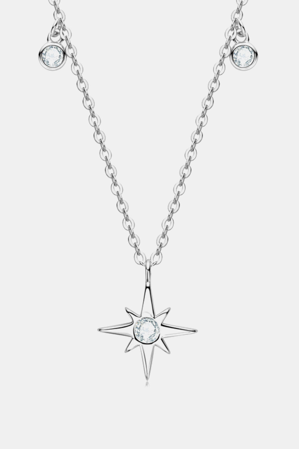 Moissanite North Star Pendant 925 Sterling Silver Necklace Trendsi