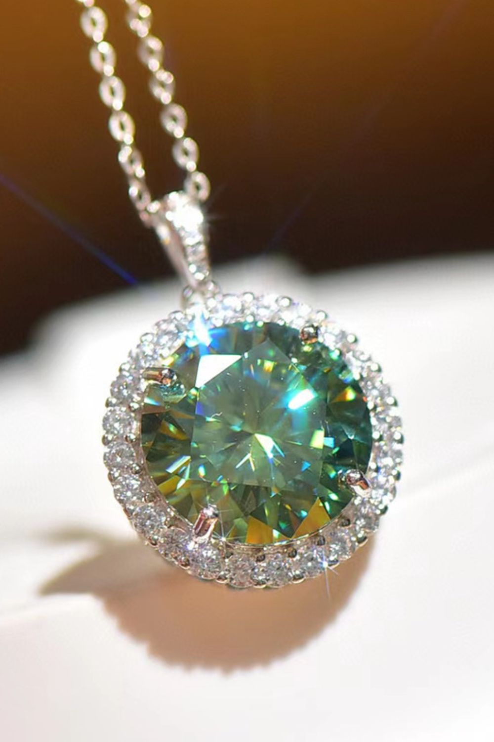 Stunning 10 Carat Moissanite Pendant Platinum-Plated Necklace