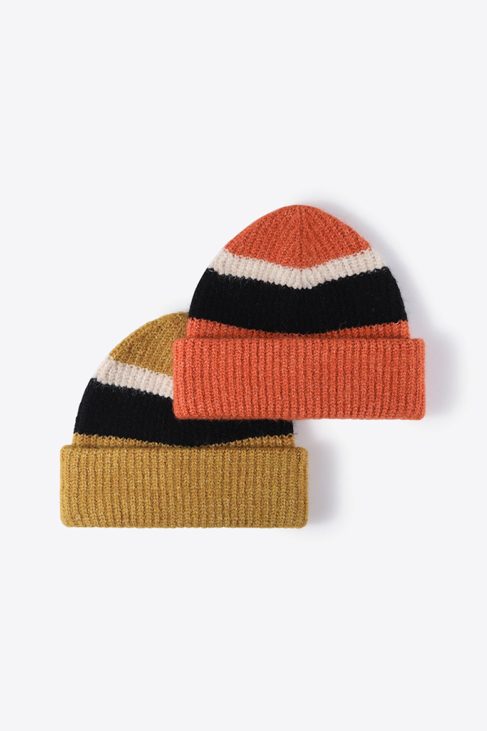 Tricolor Cuffed Knit Beanie Trendsi