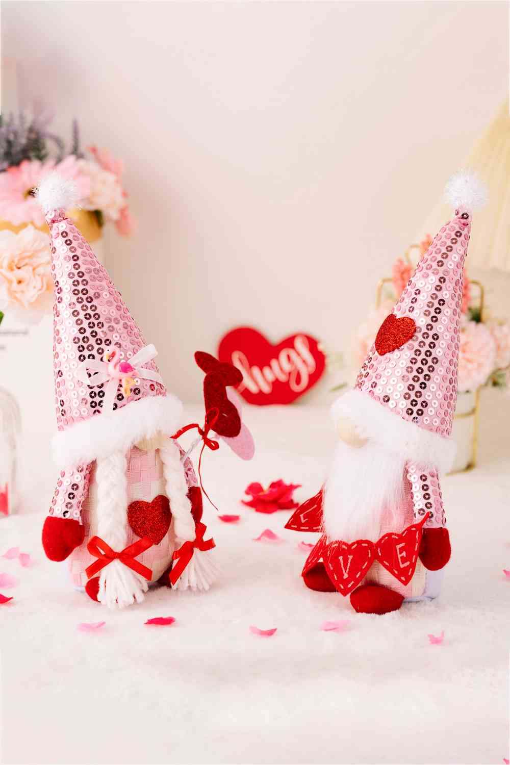 Sequined Heart Pointed Hat Faceless Gnome