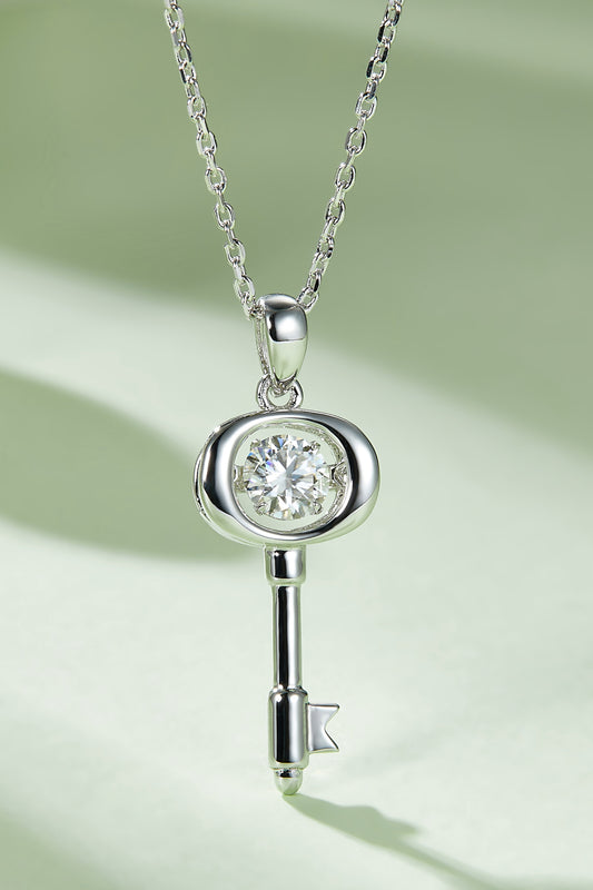 Adored Moissanite Key Pendant Necklace Trendsi