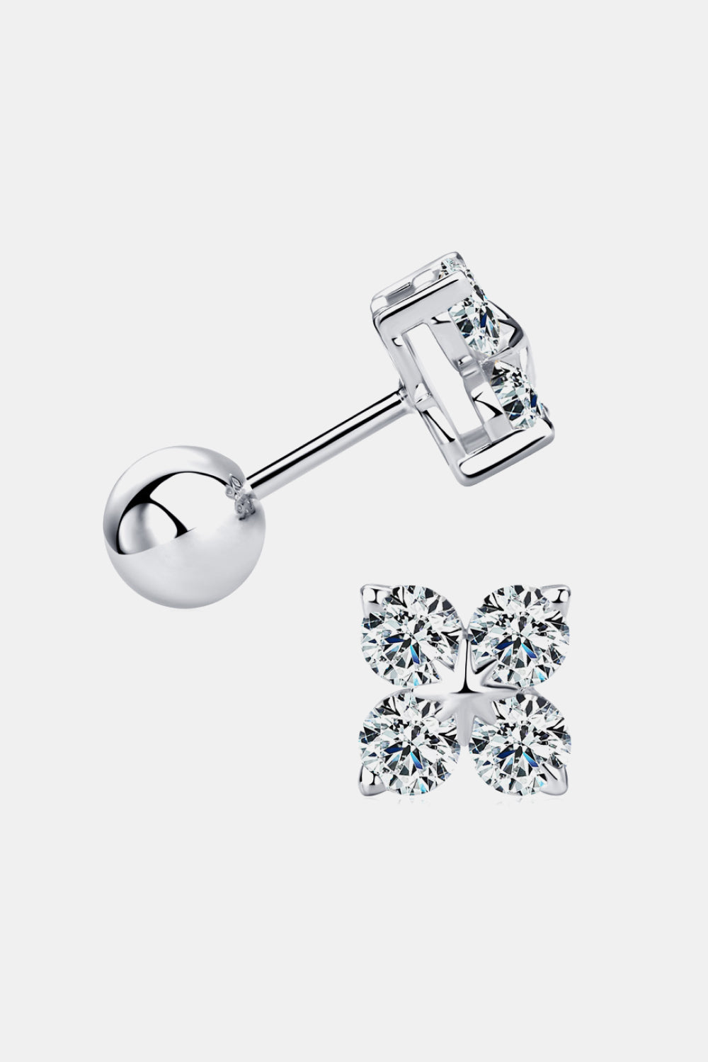 Minimalist Moissanite 925 Sterling Silver Four-Leaf Clover Shape Earrings