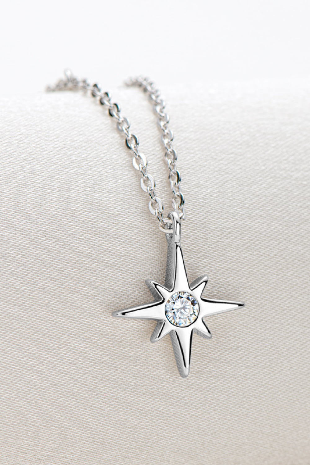 Moissanite North Star Pendant 925 Sterling Silver Necklace Trendsi