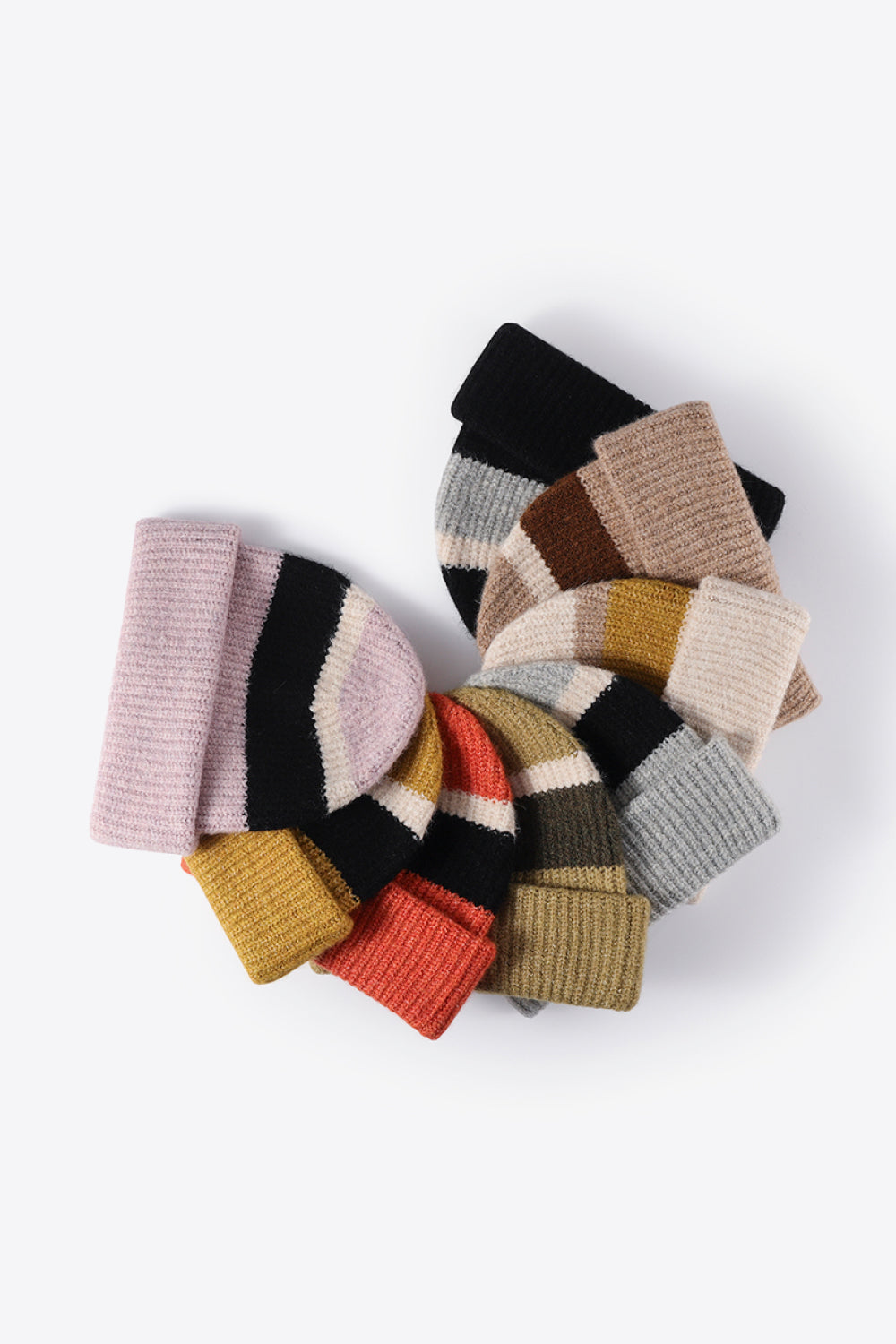 Tricolor Cuffed Knit Beanie Trendsi