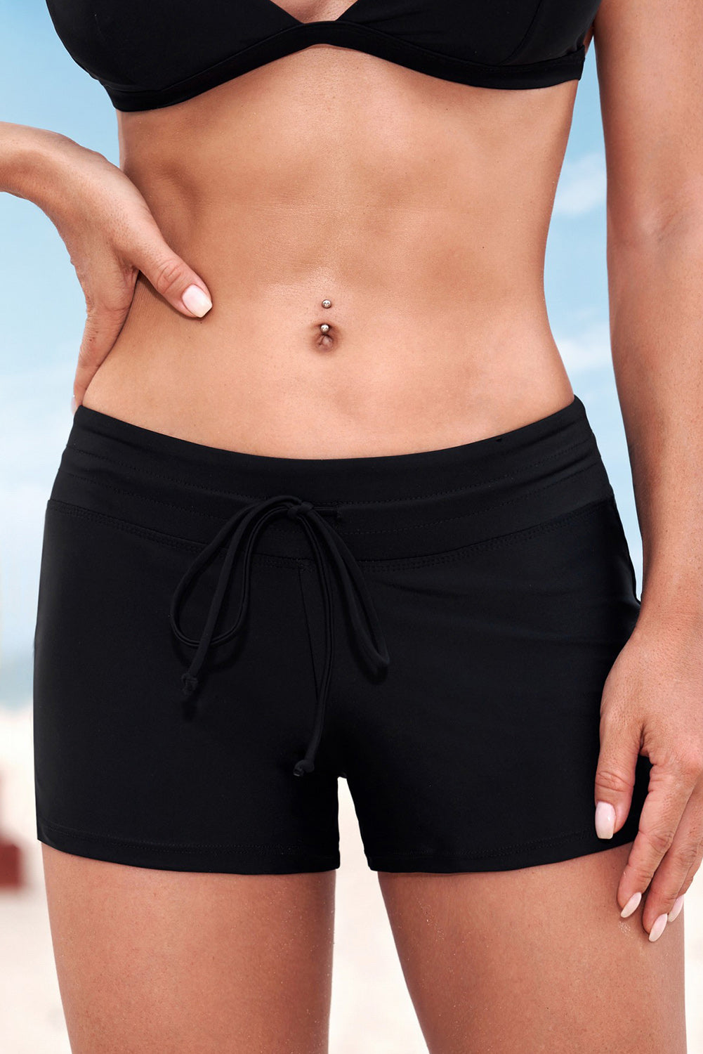 Full Size Run Contrast Drawstring Swim Bottoms Trendsi